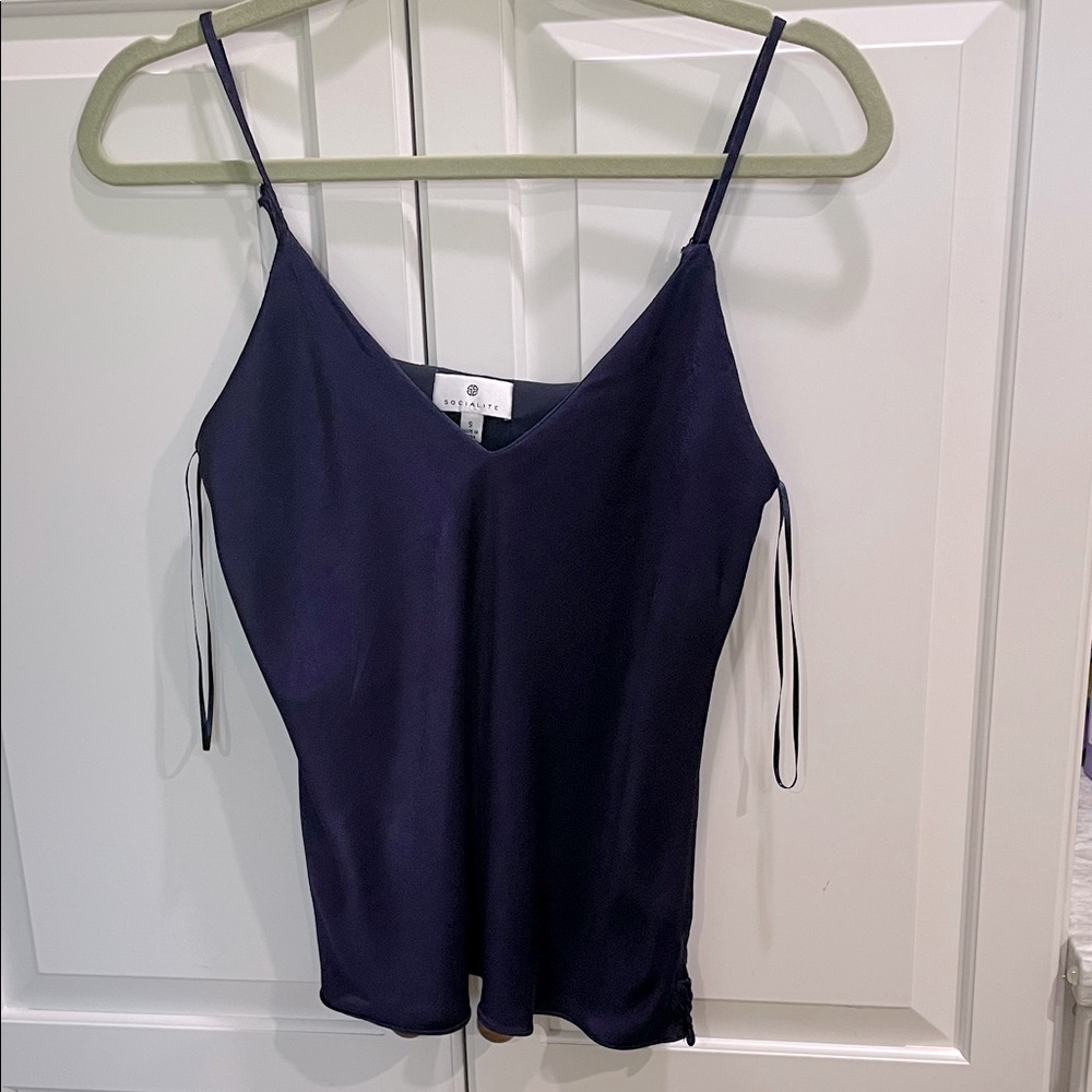 Socialite S Navy Camisole Top- Stunning Color Deep Blue Navy/ Purple undertone
